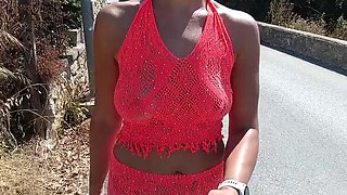 JonDickFlash Flashes Big Tits & Pussy While Walking & Pissing in Public - Croatia Outdoor Voyeur