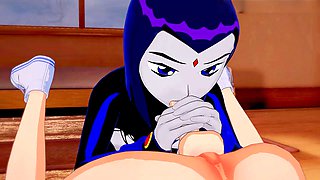 Nubile Titans Raven from anime gets uncensored action with a big booty and large breasts