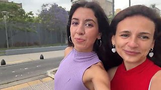 Katty West & Kate Rich: Neighbors Ask for Facial Cum Walk in Public - Amateur Brunette POV