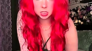 Amateur redhead masturbates then gives a blowjob
