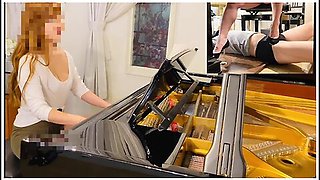 Playing The Piano And Teasing The M-man With Heels In A Rear Seated Position