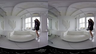 Fit Blonde Shows Her Tight Body - Solo Model With Shaved Pussy Strips