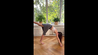 teasing yoga in tight long skirt