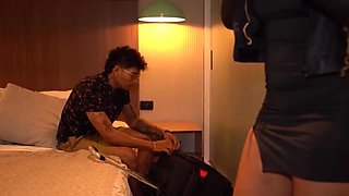 Skinny Tattooed Stepson Fucks His Big Booty Stepmom in Bed - Thiago Lopez & Kataleya Gil