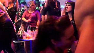 Hardcore fucking during a group sex in the club with horny sluts