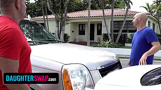 DaughterSwap - Naughty teen besties Joselin Kelly and Raylan Ann swap and fuck their horny stepdads