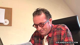 Just amazing skinny teen with big tits fucked by old guy