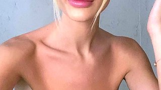 Cute amateur brunette naughty in solo jerking show on camera
