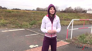 Gina Gerson - Ultra Skinny Runner Speak Russian To Stranger Who Fuck Her Tight Pussy 7 Min