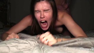 Slim Graceful Brunette Babe Princess Alice Gets Fed With Cum After Rounds Of Hardcore Pussy Drilling
