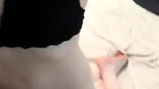 Real Gril Fucks Rubber Toy In Black Lingerie