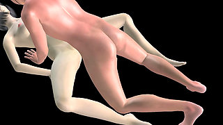 Animated 3D Porn - Asian Man Fucking Beautiful Girl in Missionary Pussy & Ass Creampie