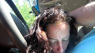 Naughty mature wife delivers a perfect blowjob in the car