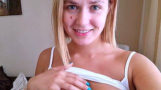 Glamour babe with big boobs masturbates in lingerie