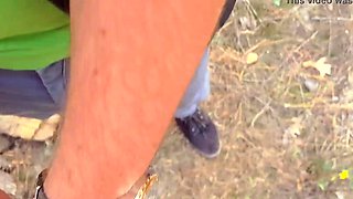 Kinky amateur fist fucked outdoors in a public par