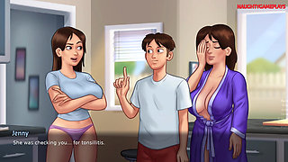 Summertime Saga - Hot Busty MILF Landlady Helps With Her Tenant's Wet Dreams They Get Caught! - By DarkCookie