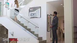 Paige Owens cheats on her husband with a hot rich guy while he's at work - watch her get her tight pussy licked while she's interviewed
