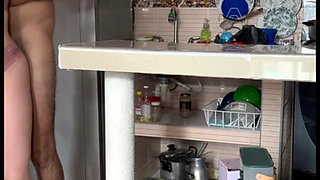 My Real Stepmom in the Mature Kitchen Masturbates I Penetrate Her Delicious