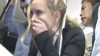 Blond groped to multiple orgasm on bus &amp; fucked