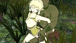 Elf Archer Gets Fucked in the Forest by a Goblin
