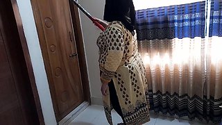 Indian Maid Fucked by Boss While Sweeping Office - Big Ass Creampie