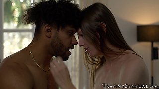 Petite trans Amanda Riley opens her legs for that BBC