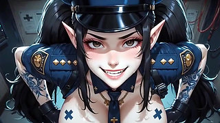 Anime Cute Police Officer Showing Boobs, Ai Animation