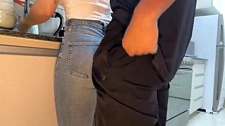 Levi Solen & Secret Latina FREE USE - Cumshot on Maid's Tight Jeans & Big Ass in Kitchen