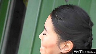 Hot Lesbian & Asian Lover Finger Each Other Out In The Garden