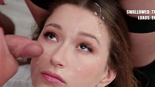 Big Ass Bombshell's Intense Bukkake Blowjob Gangbang