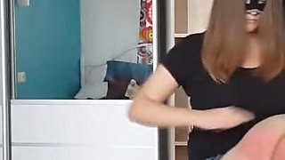 Masked female dominates her pet slave: Part 1