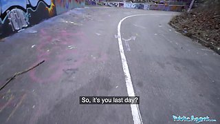Spanish cock is fucked by Kinuski outside, beneath a tunnel.