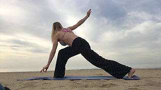 Beach Yoga in Bikini Top