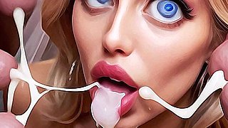 Sexwife Bride Sex in Bukkake Wedding Party.bride Curvy Woman with Big Tits, Big Dick,cumshot, Cuckold, Bukkake