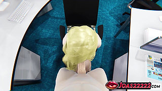 Reiko 3D Hentai - Office Girl Titjob & Tongue Teasing for Big Dick - Sitting Blowjob with Cum Finish