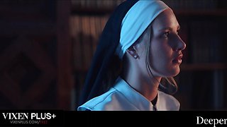 Sexy busty teen nun Kenna James in hardcore BBC interracial gangbang