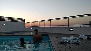 Cumming a Lot in the Pool at Sunset - Accounter Adventures