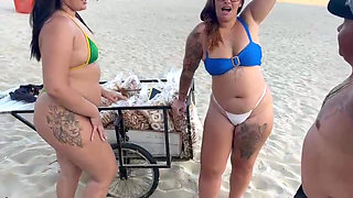 Beach Seller in a Salty Package Eats the Two Hot Girls in Exchange Left Happy
