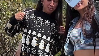Naked Girls Took Pictures of Their Pussies in Nature and Flashed Them in Front of Strangers, for Which They Were Fucked