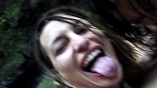 Explosive Outdoor Foursome with Deepthroat Blowjobs and