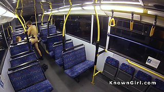 Hairy British amateur bangs in public bus
