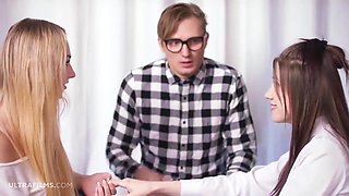 Jenny Wild And Leah Maus - Seduce The Shy Nerd Into Hot Threesome