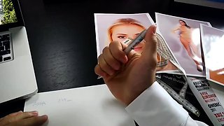 Blonde blowjob adoring skank facialized after hardcore fun