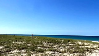 Big Tit Hottie Sucks and fucks on the beach - Sneaky Public