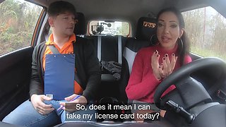 Laura Fiorentino moans while getting fucked hard in a car