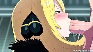 Cynthia serving the new champion