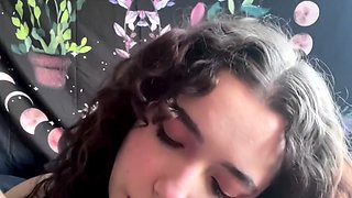 Flexible pale brunette with foot fetish does hot footjob