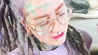 POV Threesome Hot Gothic Girls with Glasses Anal, ATM, Facial