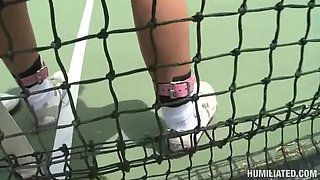 hot bondage sex on a tennis court with the hot marilyn scott