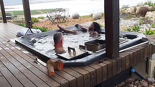 Big Tit MILF Black Swan Gives Blowjob & Gets Fingered Outdoor - Public Sex on Mountain